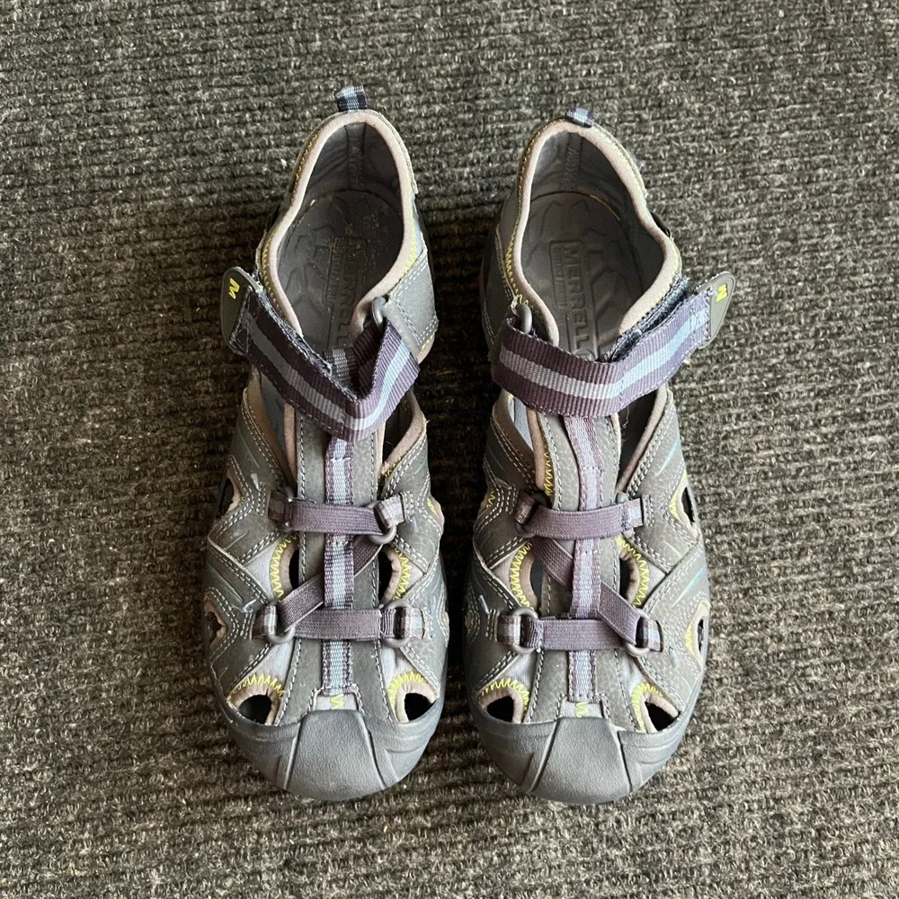Merrell Hydro Water Sandals Kids Size 5W Gray Blue Waterproof Hiking Trail Shoes